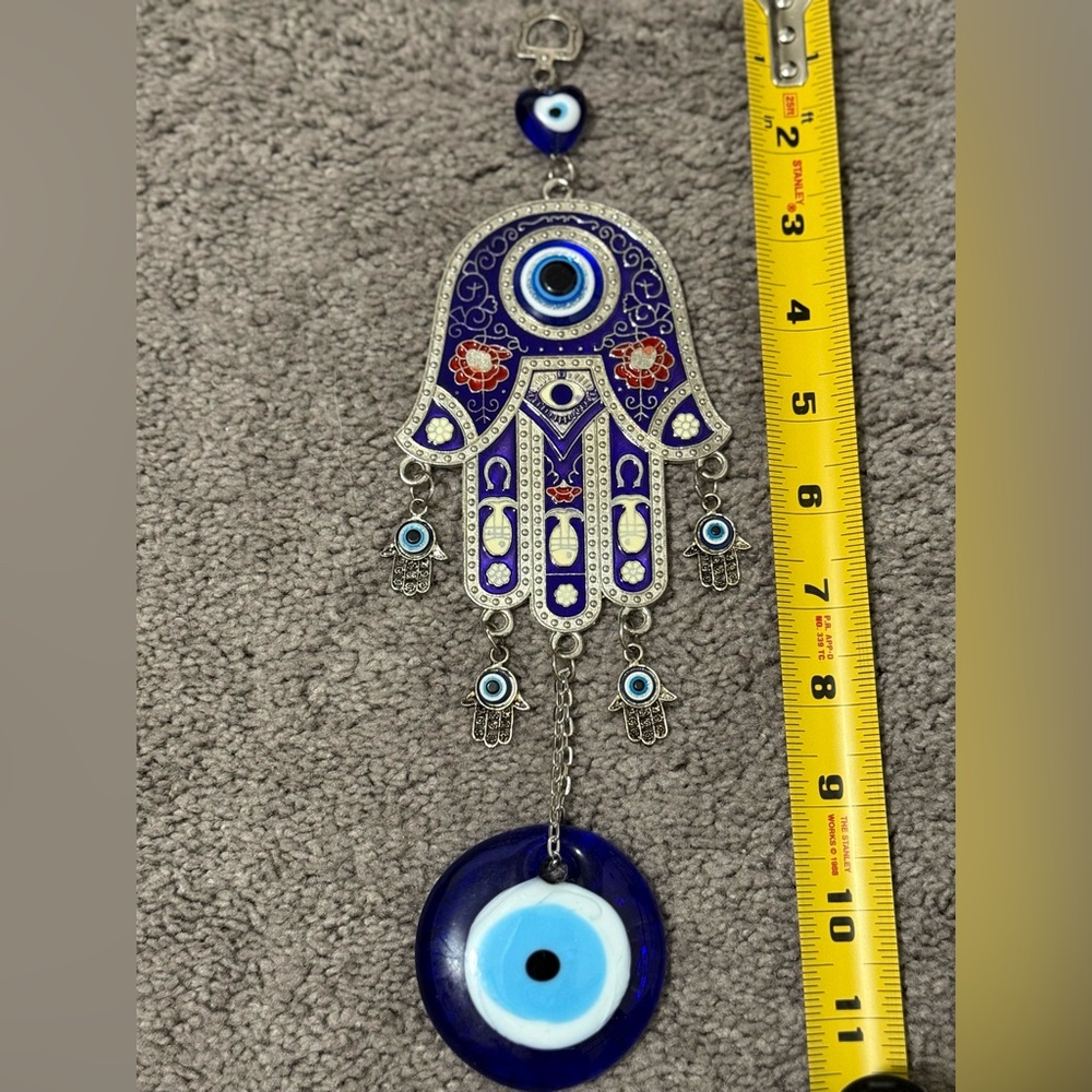 Blue and Silver Hamsa Wall Hanging